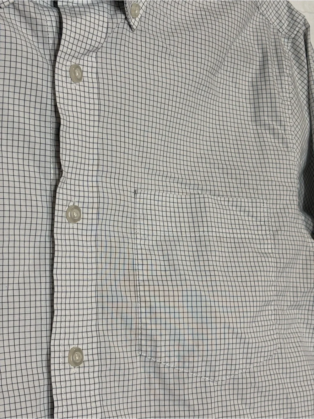 Banana Republic Men's Light Gray/White/Deep Blue Micro-Check Button-Down Shirt